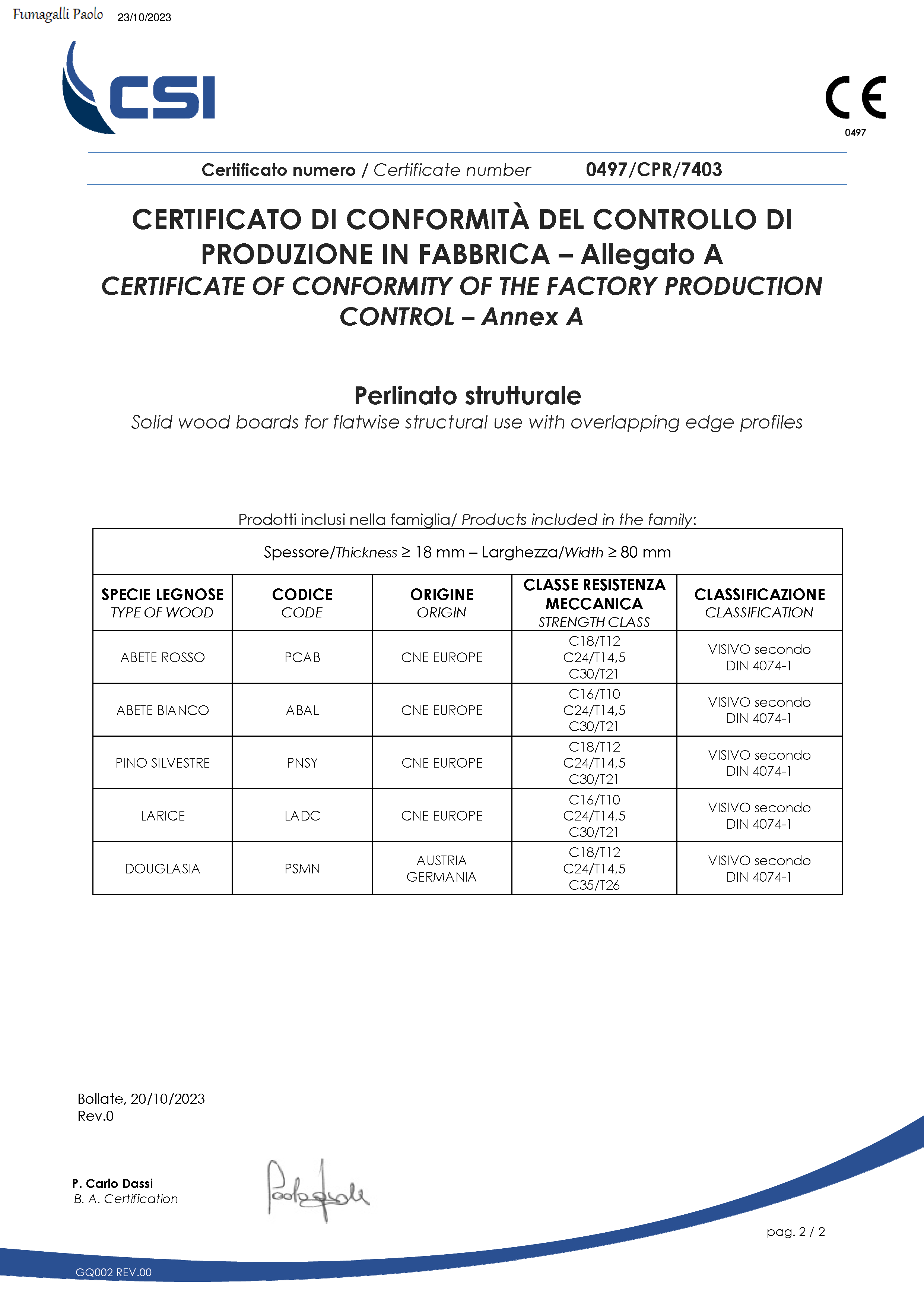 Certificato Perlinato strutturale 