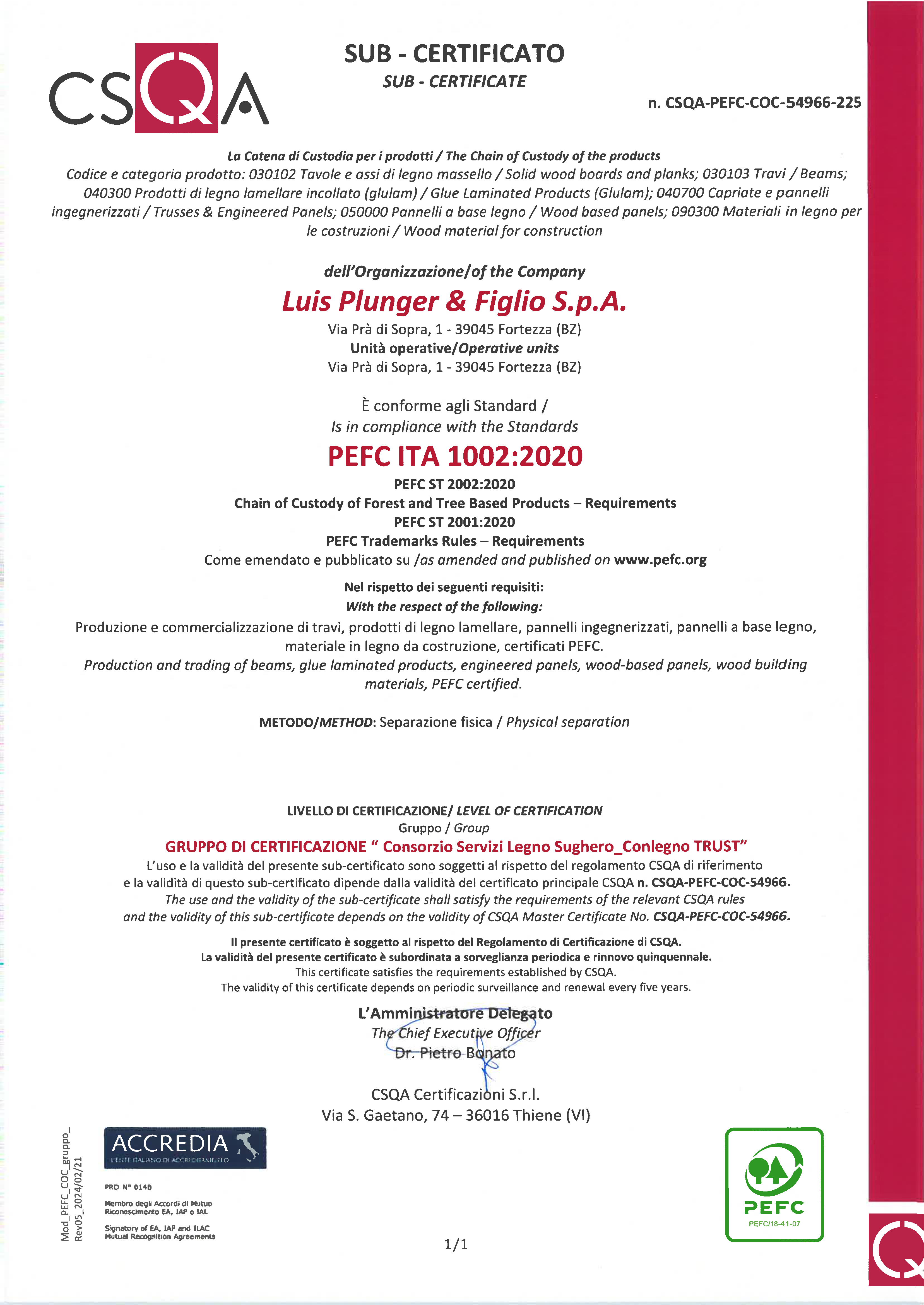 Certificazione PEFC