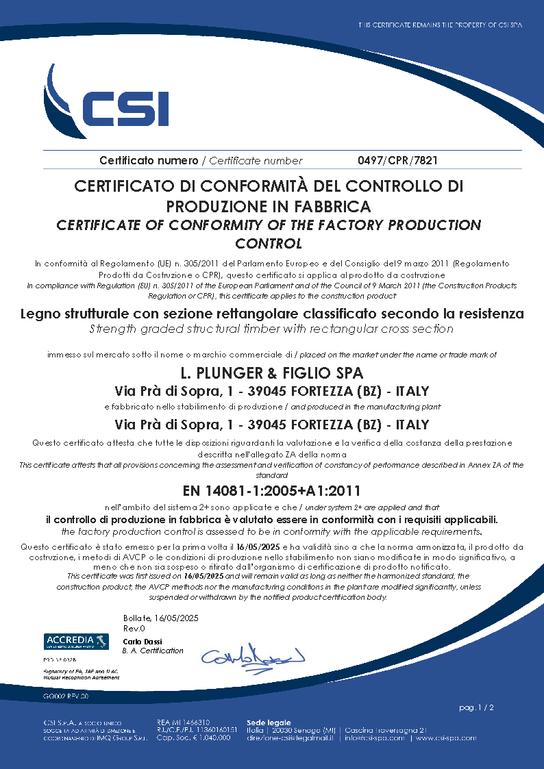 Certificaione elementi strutturali legno massiccio